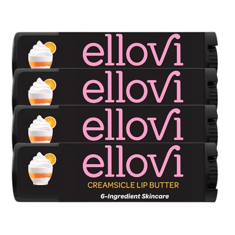 Ellovi Natural Lip Butter Lip Balm - Coffee - Pure Enough to Eat - Made With Just 6 Vegan Ingredients - 100% Natural & Organic Moisturizing Lip Care for All Day Hydration (4-Pack)