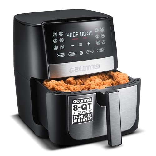 Gourmia 8 Qt Air Fryer with 12 Presets Stainless Steel Kitchen Appliance