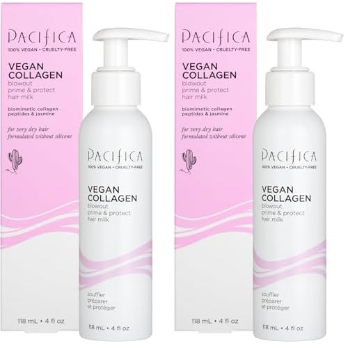 Pacifica Heat Protection Spray for Hair - Vegan Collagen Blowout Prime & Thermal Protection Hair Milk - Blow Dry Spray - for Curly, Wavy & Straight Hair - Vegan & Cruelty-Free Dermatologist Tested