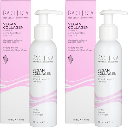 Vegan Heat Protection Spray for Hair - Collagen Blowout Primer & Thermal Shield - 4 Fl Oz (Pack of 2)