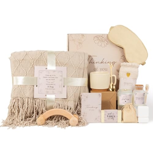 Self-Care Gift Basket for Women - Relaxation & Wellness Set with Candle, Bath Salts, Socks