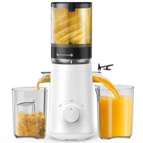 TUUMIIST Cold Press Juicer Machine with 5.8-Inch Extra Large Feed Chute – Easy to Clean BPA-Free White