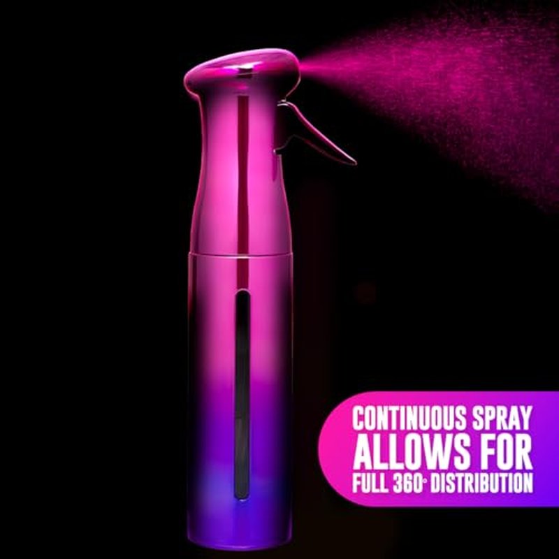 Colortrak Luminous Spray Bottle, 250ml/8.5oz Bottle with Full 360¡Æ Distribution, Easy-Use Pump, Quick View Window to Monitor Water Level, Eco-Friendly, Pink/Purple
