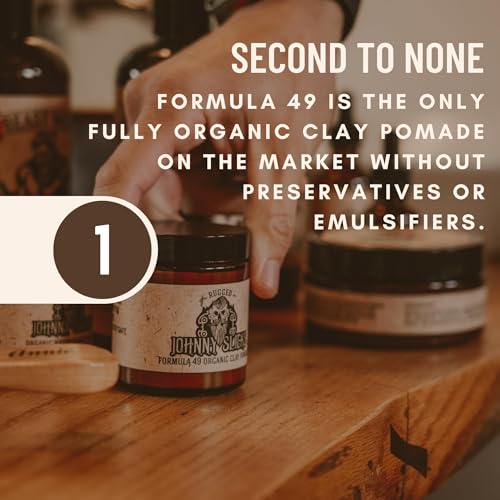 Johnny Slicks Formula 49 Clay Pomade 2 oz - Strong Hold, Matte Finish, Organic Ingredients