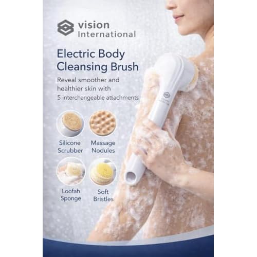 Electric Body Brush Rechargeable Back Scrubber for Shower ? Exfoliating Bath Brush with Long Handle