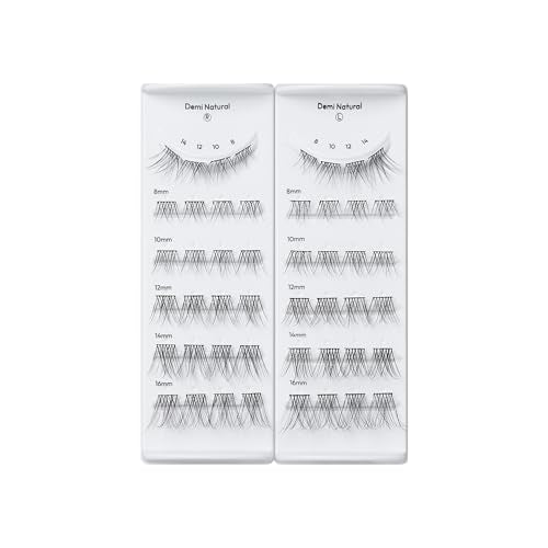 False Eyelash Clusters Demi Natural 8-16mm Reusable Strip Lashes - Long Lasting