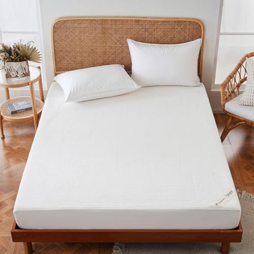 King Wool Mattress Pad with Cotton Cover – Natural Australian Wool, White - Your Moon