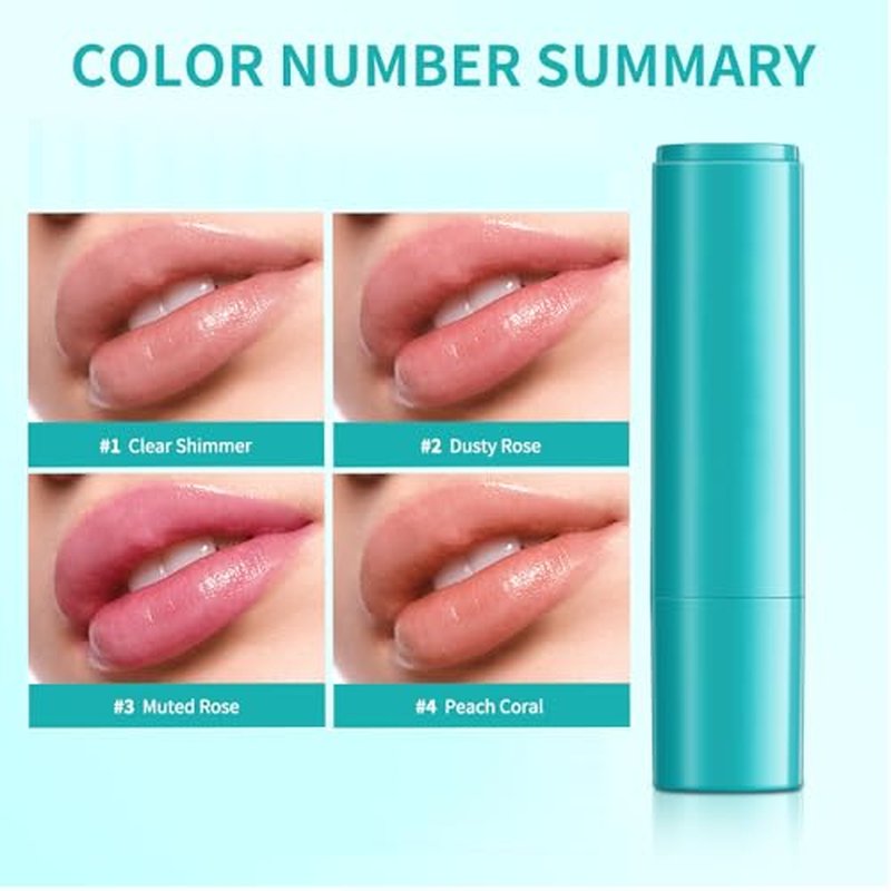 4Pcs Hydrating Lip Tint Lipstick Set of Red and Nude, Long-Lasting Matte Finish Moisturizing Tinted Lip Balm, Natural Ingredients Vitamin E Watery Lip Gloss Lipstick for Women and Girls