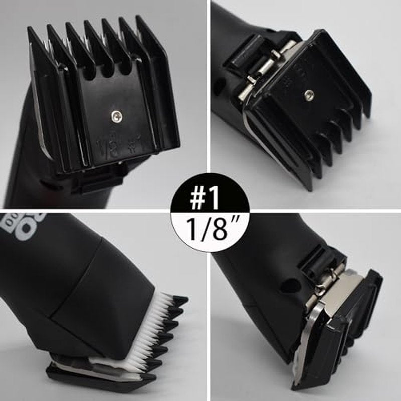 4 Pieces Professional A5-Style Animal Clipper Attachment Guard Guide Cutting Combs Set 76926-900, 1/8", 1/4", 3/8", 1/2", Compatible with Oster Classic 76 A5 Andis AG BG Wahl KM Pet Groomers (Black)
