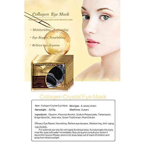 Eye Mask, 30 Pairs Collagen Under Eye Patches, Black Crystal Eye Gel Pads for Reducing Dark Circles, Lighten Wrinkles Anti-Aging Moisturizing, Fine Lines Eye Bags Puffiness Women Men