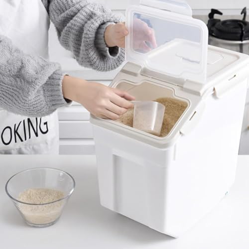 25LB Large Airtight Flour Storage Container Bin with Wheels & Scoop - Gray 4 Pack