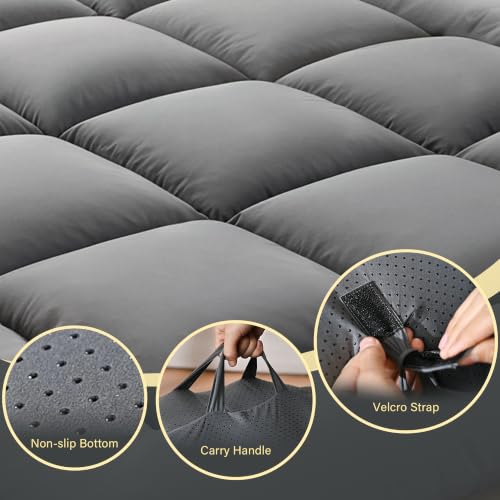 DOWNSTORIA 3-Inch Foldable Japanese Floor Mattress Grey Full Size Portable Futon