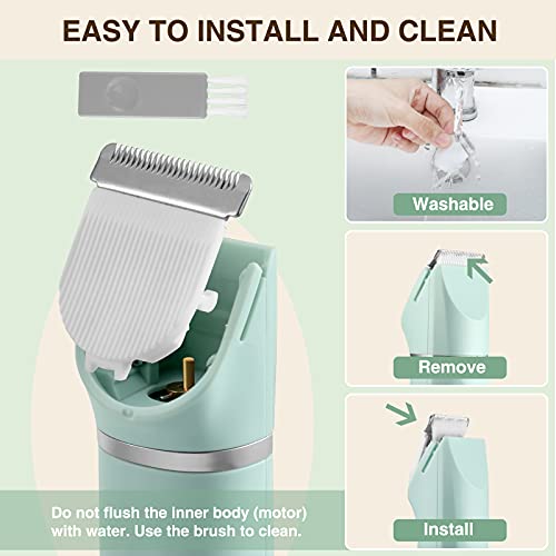 Women's Bikini Trimmer Blue Waterproof Cordless Electric Razor with Ceramic Blades