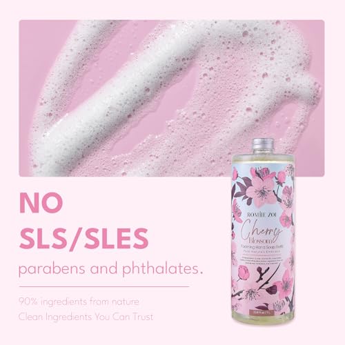 ROMIIE ZOI Cherry Blossom Foaming Hand Soap Refill Set 3 x 33.8 Fl Oz - Cruelty-Free & Moisturizing