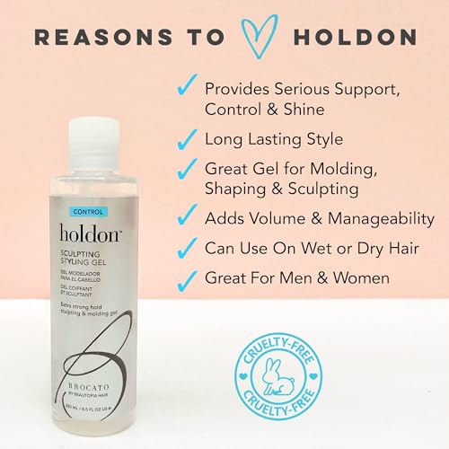 Brocato Holdon Control Sculpting Styling Gel - 8 Fl Oz, Extra Strong Hold, Pack of 1