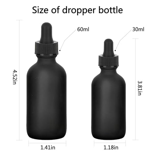 48 Pack 2oz Frosted Black Glass Dropper Bottles for Essential Oils & Perfumes - Variation: Frosted Black / 2oz