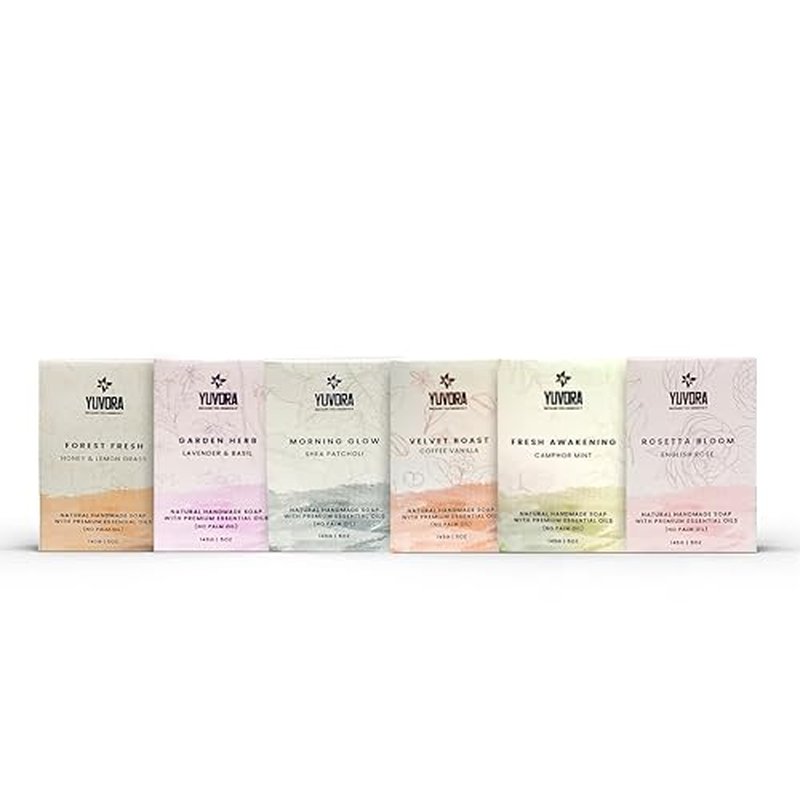 6 Pcs Men Natural Handmade Body Soaps 5 OZ Pack Set Rugged Essence Long lasting Fragrance Luxurious Scents with Natural Ingredients ? Sulfate & Paraben Free, Vegan Soap