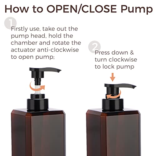 Brown 800ml Refillable Square Soap Dispenser Set with Labels - Suream 3 Pack