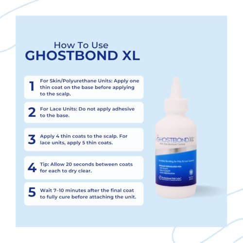 GhostBond XL Hair Replacement Adhesive 5oz - Invisible, Water & Oil-Resistant Wig Bond Glue, White Pack of 1