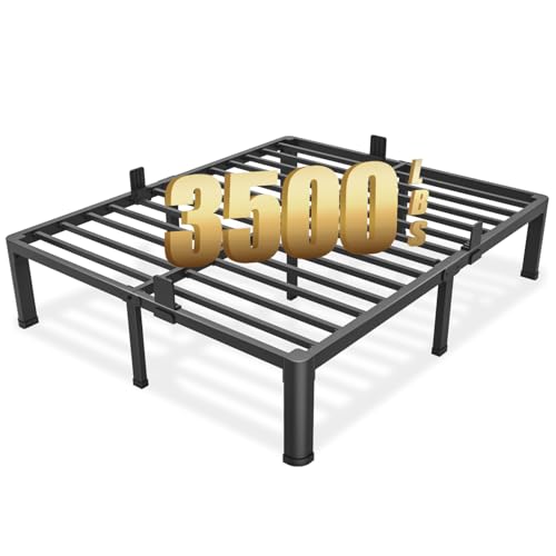 Full Size Bed Frame with Round Corner Edges, 14 Inch Heavy Duty Steel Support