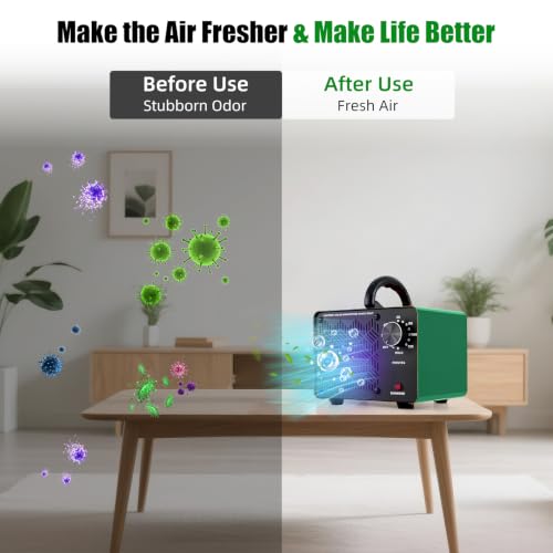 Dual-Fan Ozone Air Purifier and Odor Eliminator - 198,000mg/h, Green