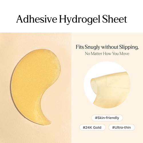 Gold Eye Patches for Dark Circles & Puffiness - 60 Pairs, Hydrating & Anti-Aging