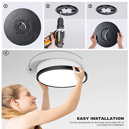 Black 8-Pack 12 Inch 3200LM Slim Flush Mount LED Ceiling Lights 6000K