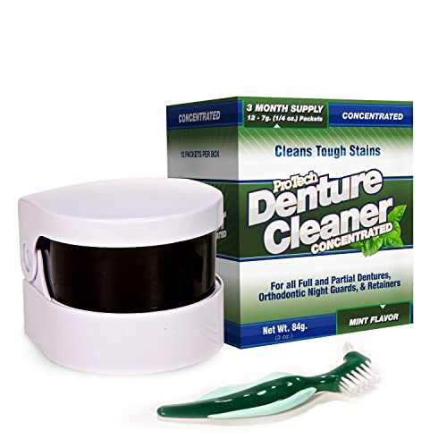 ProTech Denture & Retainer Care Kit with Ultrasonic Cleaner - Complete Oral Hygiene Set