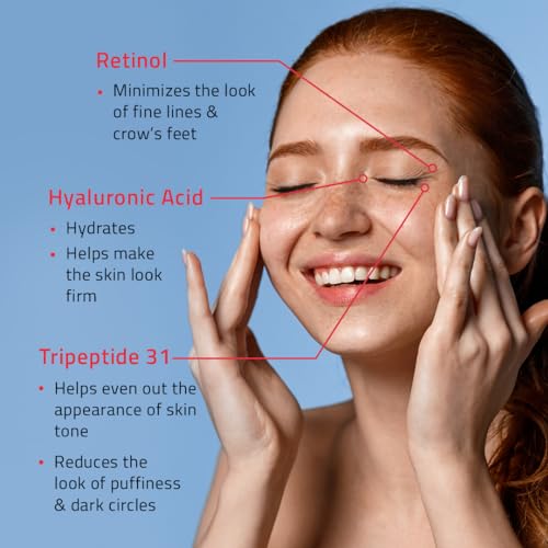 YEOUTH Retinol Eye Cream Anti Aging, Firming Under Eye Cream for Puffiness and Bags Under Eyes for Wrinkles and Dark Circles with Hyaluronic Acid and Tripeptides 2oz