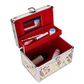 Makeup Case with Mirror, Professional Aluminum Makeup Storage Box, Portable Small Cosmetic Case for Beauty Artists, Travel Cosmetic Train Case Organizer with Dividers and Tool Panel for Brushes