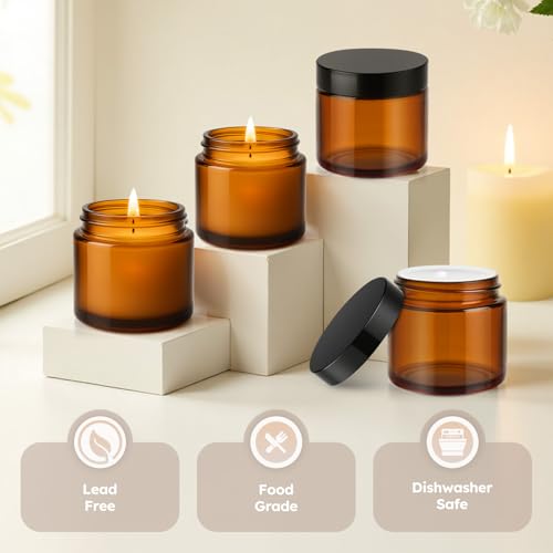 Amber Glass Jars with Black Lids - 2 oz, 36 Pack, Travel & Storage