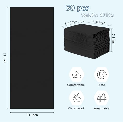 Black Disposable Massage Table Sheets 31x71in Non-Woven Bed Cover SPA Spa Bed Cover