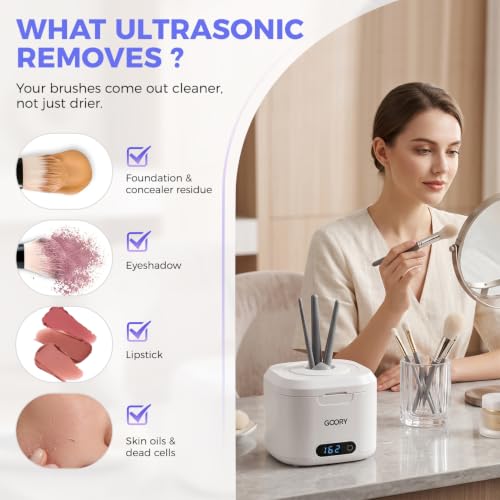 GOORY Ultrasonic Makeup Brush Cleaner Machine 49kHz Portable Deep Cleaning