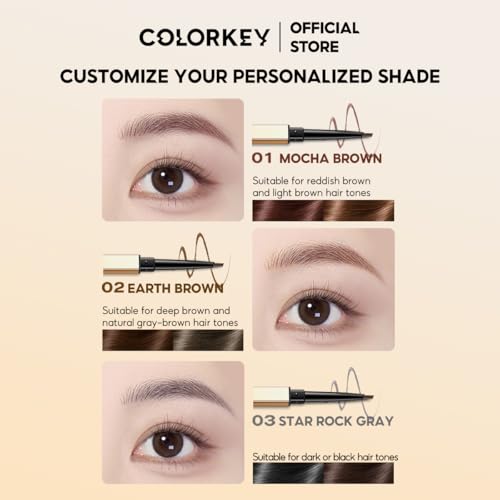 COLORKEY Contour Sketch Eyebrow Pencil: Retractable, Small Triangle Core, Defines Various Brow Shapes, Creates Defined Brows, Long-Lasting Wear (01 Mocha Brown)
