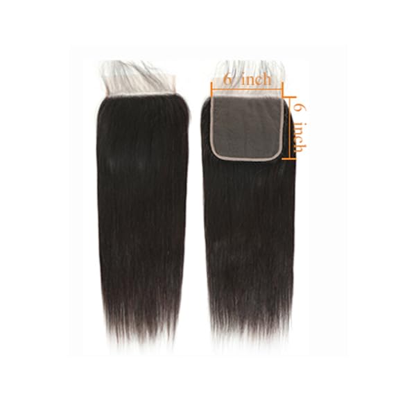 14 Inch Human Hair Lace Closure 6x6 Straight Brazilian Virgin Remy Pre Plucked