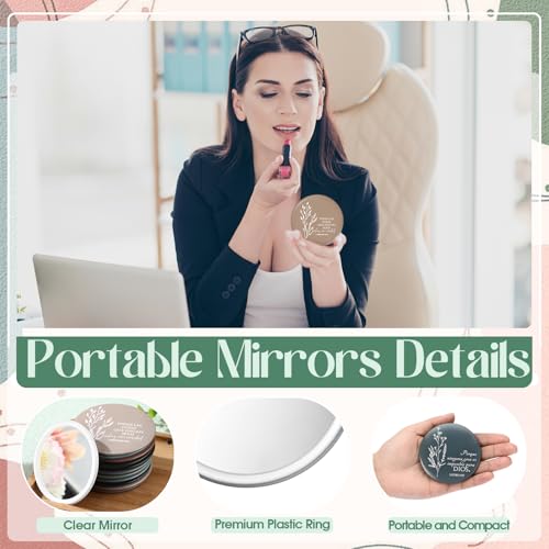 80 Pcs Christian Compact Mirrors for Women Inspirational Bible Verse Scripture Pocket Mirrors Bulk Mini Purse Makeup Mirror for Grandma Pastor's Wife Christmas Thanksgiving Church Party Favor