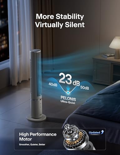 Pelonis 40-Inch Oscillating Tower Fan with Remote Control - Khaki, Ultra Easy-Clean