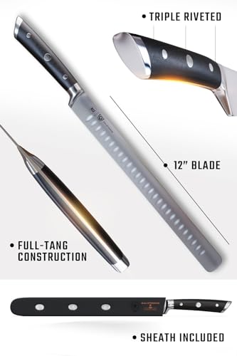 12-Inch Carving Knife for Meat and Roast - German Steel, Granton Edge