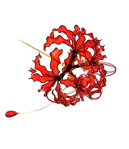 Handmade Lycoris Radiata Flower Hairpin - Kimono Kanzashi Hair Stick for Women & Girls