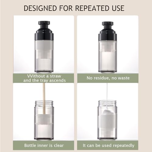 Black 50ml Airless Pump Travel Bottles Set - Refillable Skincare Containers