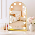 LUXFURNI Arched Hollywood Vanity Mirror with Lights - Gold, 20.5L x 13W