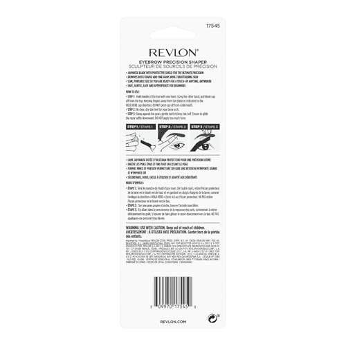 Revlon Eyebrow Precision Shaper, Eye Brow Razor, Hair Remover Blade, Reusable, Made with Japanese Stainless Steel (Pack of 2)