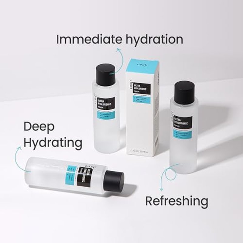 coxir Ultra HYALURONIC Acid Toner | HYDRATION-14-Complex| Hydrating, Smoothing, Calming, Moisturizing, Paraben Free, Cruelty Free, Korean Skin Care [150ml/5.07 fl.oz.] (Pack of 2)