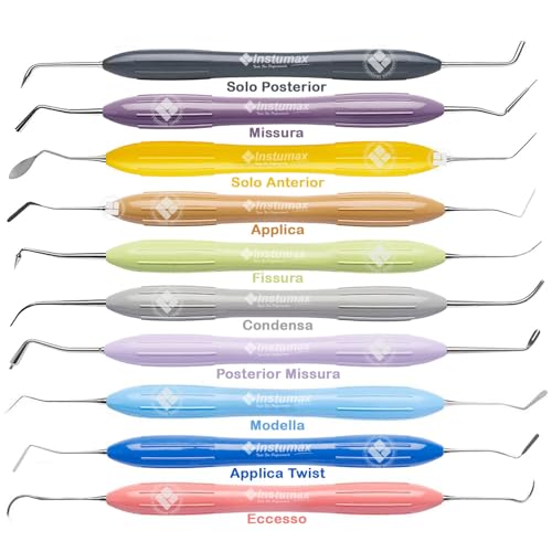 INSTUMAX 10 Pcs Dental Composite Filling Instruments Set Silicone Handles