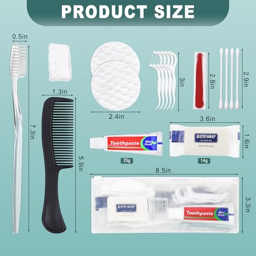 25 Sets Personal Hygiene Kit Bulk with Toothbrushes, Toothpaste & Accessories - Disposable