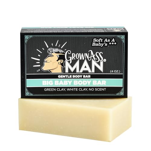 Grown Ass Man Co. Body Bars - Natural Organic Exfoliating & Soothing Soap 4oz 6-Pack
