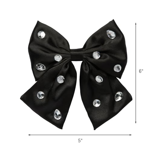 Scunci by Conair Bow Barrette w/Gem Stones - hair accessories - hair accessories for women - Holiday - Black bow - Black hair bows