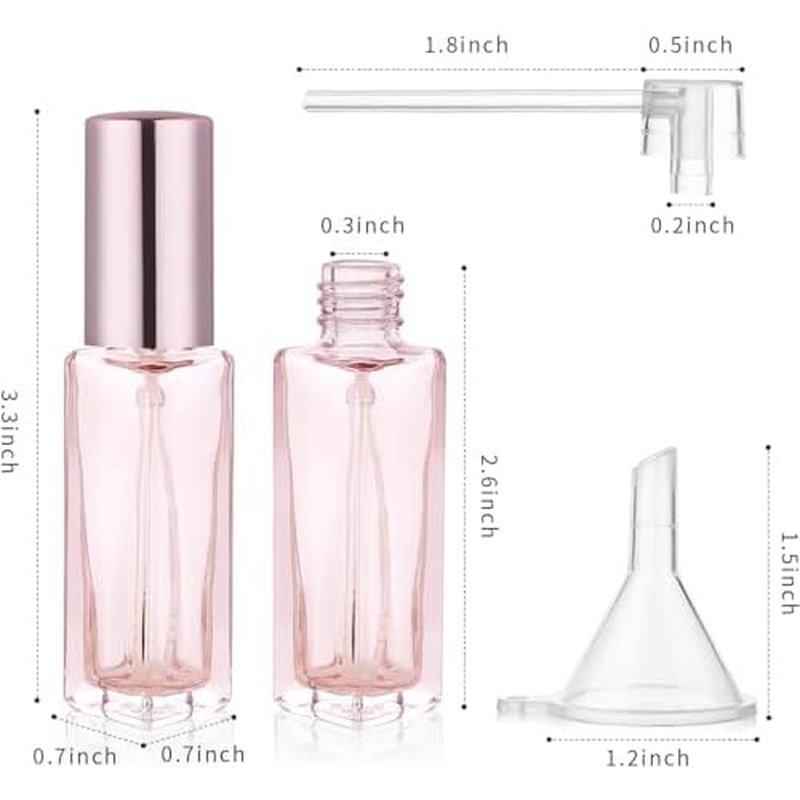 4PCS 10?ml Refillable Travel Perfume Bottle Set ? Glass Perfume Atomizer and Mini Spray Bottles with Funnels, Portable Leak?Proof Containers