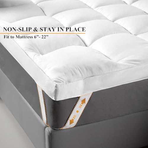 King 1400 GSM Mattress Topper - Extra Thick Plush Pillow Top, Milky White, 2 Inch