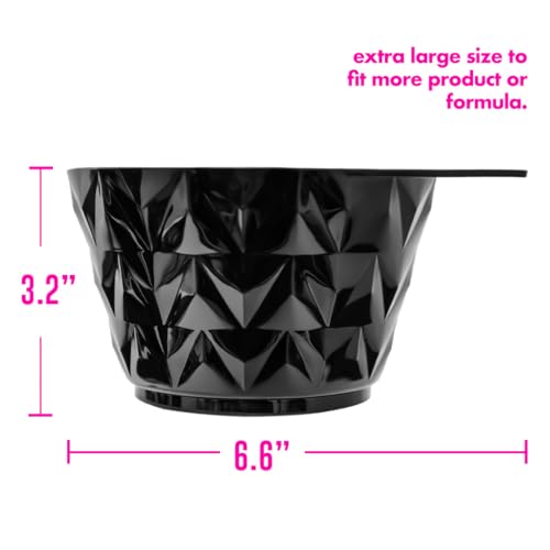 Colortrak XL Black Diamond Hair Color Mixing Bowl Set - 3.2 x 6.6 Inches, Pack of 4